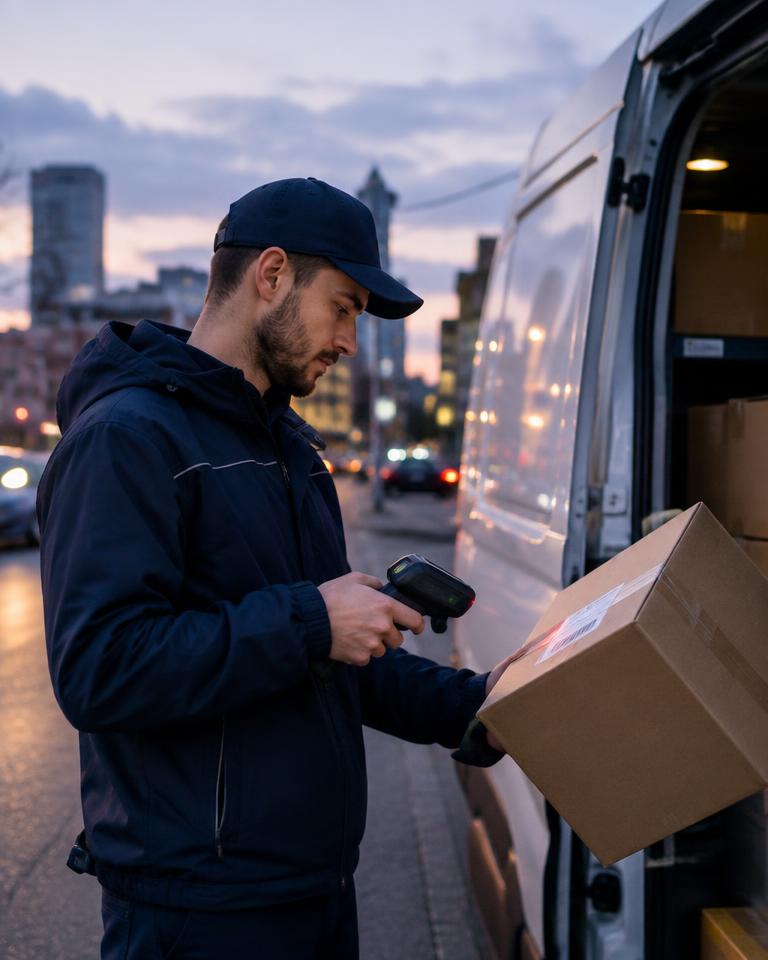 Scanning a package on the last mile route