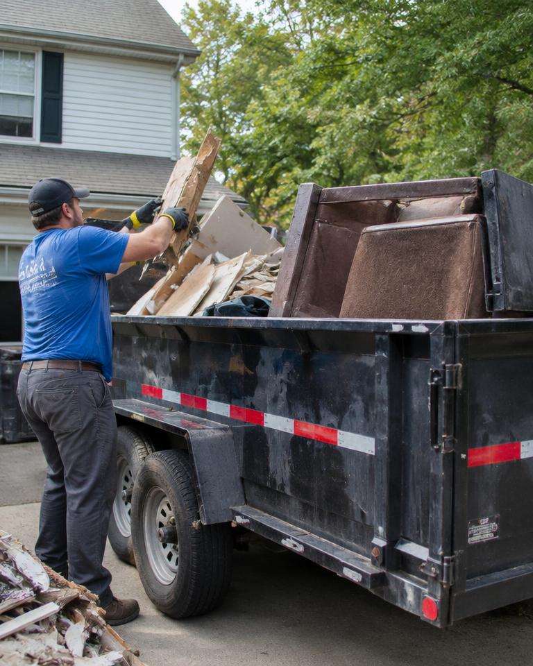 Loading construction debris for removal